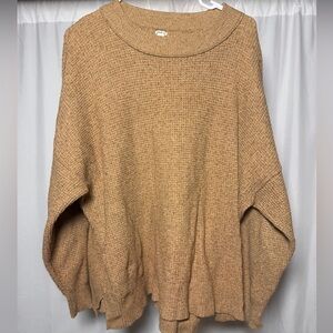 Aerie Waffle Knit Oversized Womens Brown Medium Sweater